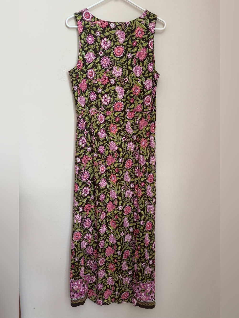 J.Jill Floral Maxi Dress Women’s Size Medium Sleeveless Pink Green Boho - Picture 3 of 7